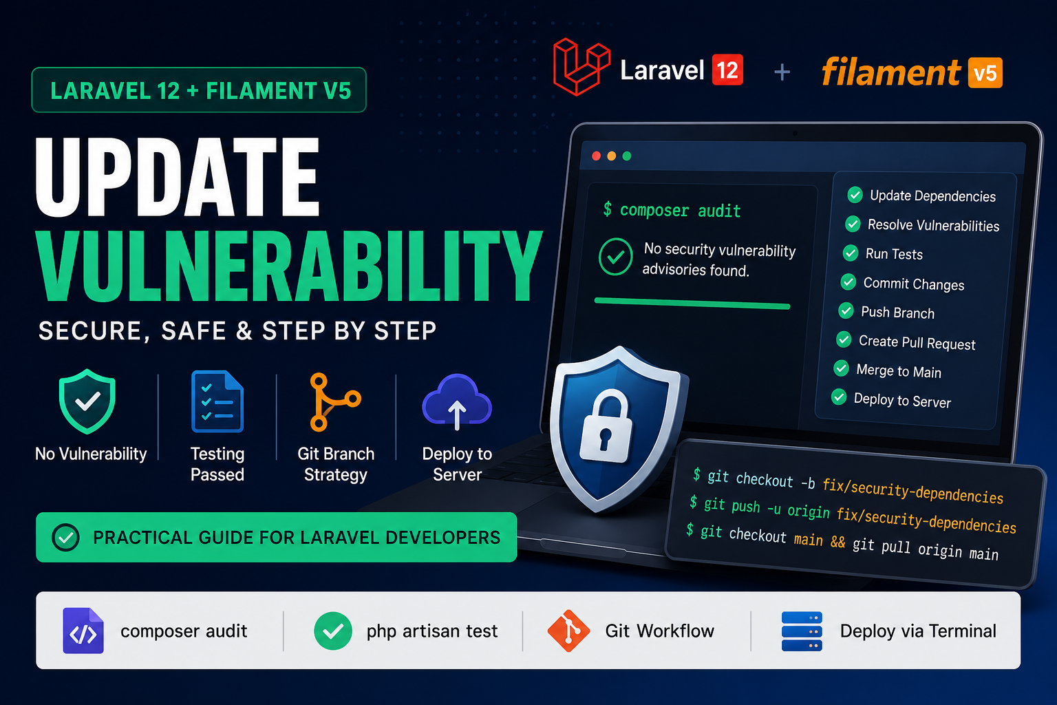 Mengatasi Composer Security Vulnerabilities di Laravel 12 + Filament v5 dengan Aman